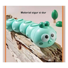Jucarie mecanica pentru copii Kaveny, omida haioasa, cu cheita, distractiva, se taraste, se misca, 15 x 4 cm, verde