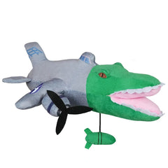 Jucarie Moale de Plus Italian Brainrot, Kaveny, cu Agatatoare, Model Bombardiro Crocodilo Avion, Jucarie Moale pentru Copii, 28 x 10 cm, Verde