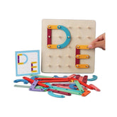 Jucarie Montessori Pegboard, Kaveny, din Lemn, Tip Puzzle, Forme, Litere, Educativ, 17.8 x 17.8 x 1.5 cm, Multicolor