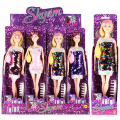 Jucarie papusa + accesorii (perie, geanta) MegaCreative Shyam, 29cm, 524670, 8x33x5cm, pvc, +3 ani