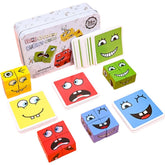 Jucarie Pentru Copii Montessori Kaveny, Cub din Lemn, Asamblare Fete, 64 de Carti Distractive, pentru Baieti si Fete, Varsta +3 ani, Educativ, Cutie din Aluminiu, 13.5 x 4 x 9 cm, multicolor