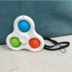 Jucarie senzoriala spinner Kaveny- Fidget Toy, Simple Dimple, 7 cm, Alb/Multicolor