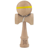 Kendama X Originala, Profesionala, Kaveny, din Lemn, 18 cm, cu Dunga, Galben, Lemn