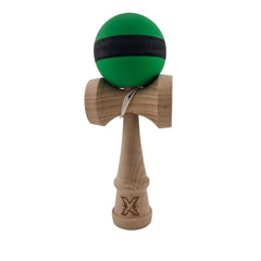 Kendama X Originala, Profesionala, Kaveny, 18 cm, din Lemn, Rubber Grip, Negru/Verde