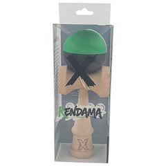 Kendama X Originala, Profesionala, Kaveny, 18 cm, din Lemn, Verde/Negru