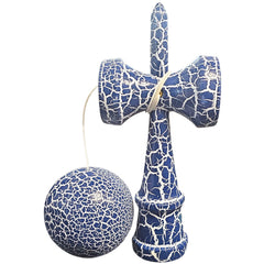 Kendama X Originala, Profesionala, Kaveny, Cracked, din Lemn, 18 cm, Albastru/Alb