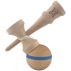 Kendama X Originala, Profesionala, Kaveny, din Lemn, 18 cm, Special, Model cu Dunga, Albastru