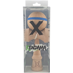 Kendama X Originala, Profesionala, Kaveny, din Lemn, 18 cm, Special, Model cu Dunga, Albastru