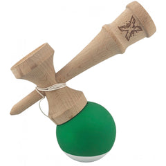 Kendama X Originala, Profesionala, Kaveny, din Lemn, 18 cm, Rubber Grip, Verde Alb