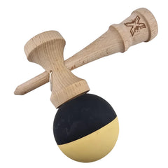Kendama X Originala, Profesionala, Kaveny, din Lemn, Rubber Grip, 18 cm, Galben/Negru