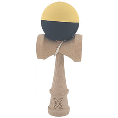 Kendama X Originala, Profesionala, Kaveny, din Lemn, Rubber Grip, 18 cm, Galben/Negru