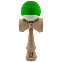 Kendama X Originala, Profesionala, Kaveny, din Lemn, Rubber Grip, 18 cm, Verde/Alb
