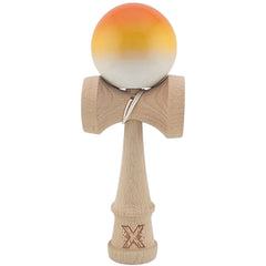Kendama X Originala, Profesionala, Kaveny, Super Sticky din Lemn, 18 cm, Gradient Portocaliu/Galben/Alb