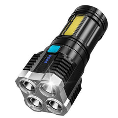 Lanterna LED Tactica 2 in 1, Kaveny, 4 Moduri de Iluminare, Tip Proiector COB, Rezistenta la Apa, Reincarcabila, USB, Lanterna de Drumetii, 13.6 x 5 cm, Negru