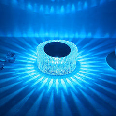Lampa LED RGB 16, Kaveny, 3 Nivele de Intensitate, Incarcare USB, 3W, Cristal Acrilic, 6x12 cm, Telecomanda, Transparent