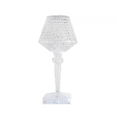 Lampa de birou pe LED RGB 16, Kaveny, dimmer tactil, 3 nivele de intensitate, incarcare USB, 3W, Cristal Acrilic, cu telecomanda, forma pahar, transparent