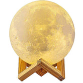 Lampa de veghe in forma de luna cu stele 3D Moon Light, Acumulator integrat, alimentare USB, stand din plastic inclus, 13 cm, 16 culori, Multicolor, Telecomanda inclusa, Kaveny