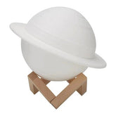 Lampa de Veghe, Kaveny, Model Planeta Saturn, 3D, Lumina Alb Cald, Suport din Plastic, cu Baterii, 13 cm, Alb