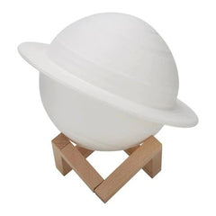Lampa de Veghe, Kaveny, Model Planeta Saturn, 3D, Lumina Alb Cald, Suport din Plastic, cu Baterii, 13 cm, Alb