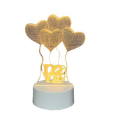 Lampa LED decorativa, Kaveny, 3D, Baloane Love, din material acril si lumina multicolora, alb