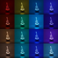 Lampa LED decorativa, Kaveny, 3D, Chitara, din material acril si lumina multicolora, alb