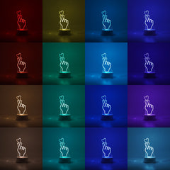Lampa LED decorativa, Kaveny, 3D, Mana si Inima, din material acril si lumina multicolora, alb