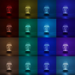 Lampa LED decorativa, Kaveny, 3D, Meduza, din material acril si lumina multicolora, alb