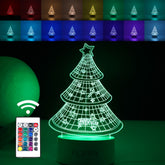Lampa LED decorativa, Kaveny, 3D, Pom de Craciun, din material acril si lumina multicolora, alb