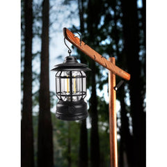 Lampa portabila camping, Felinar Vintage cu carlig, ABS, Iluminare 21 COB LED, Intensitate reglabila, 5W, Kadeny, Negru