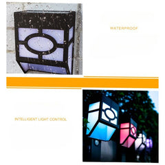 Lampa solara cu senzor Geometric, IP65, Lumina colorata, Kaveny