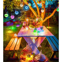 Lampa Solara Kaveny, LED, Tip Candelabru Mic, Cu Bila Din Sticla Crapata, Exterioara, Impermeabila, Iluminare 6-12 H, Multicolor