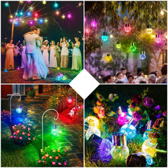 Lampa Solara Kaveny, LED, Tip Candelabru Mic, Cu Bila Din Sticla Crapata, Exterioara, Impermeabila, Iluminare 6-12 H, Multicolor
