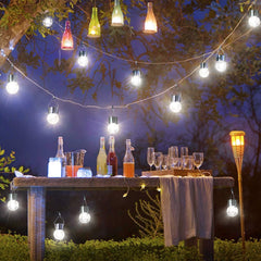Lampa Solara Kaveny, LED, Tip Candelabru Mic, Cu Bila Din Sticla Crapata, Exterioara, Impermeabila, Iluminare 6-12 H, Alb