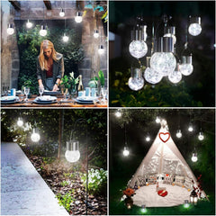 Lampa Solara Kaveny, LED, Tip Candelabru Mic, Cu Bila Din Sticla Crapata, Exterioara, Impermeabila, Iluminare 6-12 H, Alb