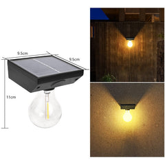 Lampa solara Kaveny, pentru exterior, tip bec, rezistenta la apa IP65, material ABS, baterie 3.7V, 1200 mah, 9.5 x 11 cm, autonomie 8 ore, senzor de miscare, alb cald