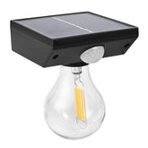 Lampa solara Kaveny, pentru exterior, tip bec, rezistenta la apa IP65, material ABS, baterie 3.7V, 1200 mah, 9.5 x 11 cm, autonomie 8 ore, senzor de miscare, alb cald