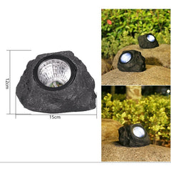 Lampa solara LED decorativa pentru gradina Kaveny, imitatie piatra, lumina puternica 4 LED-uri, 12 x 15 cm, material ABS, baterie Ni-MH, 600 mAh, panou solar 2V, lumina alb rece, gri
