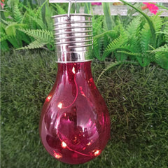 Lampa Solara LED Decorativa sub forma de Bulb, pentru exterior, suspendata, IP65, Ultron Rosu, Kaveny