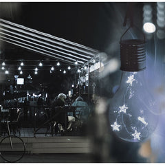 Lampa Solara LED Decorativa sub forma de Bulb, pentru exterior, suspendata, IP65, Ultron Transparent, lumina rece, Kaveny