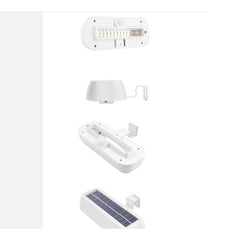 Lampa solara LED dreptunghiulara pentru perete Kaveny, 18 x 7 cm, senzor miscare, 6V, ABS, 2200mAh, rezistent la apa, culoare lumina alb rece, alb