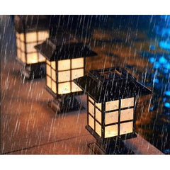Set 2 Lampa solara Led pentru gradina, Tip felinar, Kaveny, Alb cald