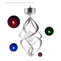 Lampa solara LED RGB spirala pentru gradina/terasa Kaveny, se roteste de la vant, 35 x 5.5 cm, rezistenta la apa, 2V, 600 mAh, multicolor