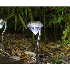 Lampa solara LED tip Diamant pentru gradina Kaveny, inaltime 30 cm, 2V, ABS, 600mAh, alb rece