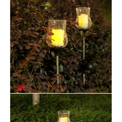Lampa solara LED tip Lalea pentru gradina Kaveny, inaltime 55 cm, material sticla si ABS, 2V, ABS, 600mAh, alb cald