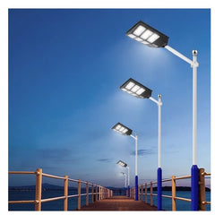 Lampa solara stradala Kaveny, cu telecomanda, senzor de miscare si lumina, suport prindere, 480 LED-uri, IP65, ABS, 15AH, 300W, temperatura culoare 6500K, 44.6x34.8x7.2 cm, autonomie 10-12 ore, negru