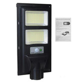 Lampa solara stradala Kaveny, senzor de miscare si lumina, 96 LED-uri, IP65, ABS, 5AH, 100W, temperatura culoare 6500K, 37.8x18.8x5 cm, autonomie 10-12 ore, negru