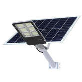 Lampa solara stradala Kaveny, IP65, senzor de lumina, 100 LED-uri SMD, 7200 lm, panou 12W, putere 80W, autonomie 12-16 ore, telecomanda, montare prin fixare, pentru strada sau gradina, finisaj lucios, material ABS, 38.6 x 13.3 x 6.5 cm, lumina alb rece