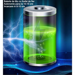 Lampa solara stradala Kaveny, pentru curte sau strada, finisaj lucios, rezistent la apa, montare prin fixare, senzor lumina, baterie de litiu, IP65, lumina rece, putere 200W, autonomie 10 ore, 49 x 21 x 6.5 cm, negru