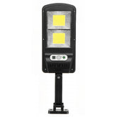 Lampa stradala solara Kaveny, cu telecomanda, 36 cm x 11.5 cm, 108 COB LED, 2592 Lumeni, 21.6 W - echivalent 172 W bec incadescent, IP65, Senzor de Miscare, Senzor de Lumina, 2 Grile, Alb Rece