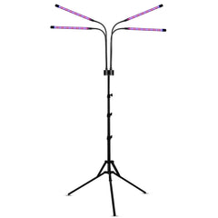 Lampa UV pentru cresterea plantelor, Kadeny, 4 capete, putere 30W, 108 LED-uri Lampa cu lumina Ultra-Violet, Lampa cu Picior Ajustabil pana la 2 m, Lumina UV Mov